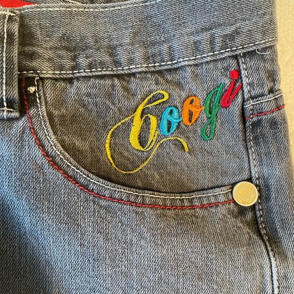 Coogi Australia Men’s Wide Leg Y2K Jeans 38 x 34 Red Stitch Faded Black Hip Hop - Picture 7 of 12